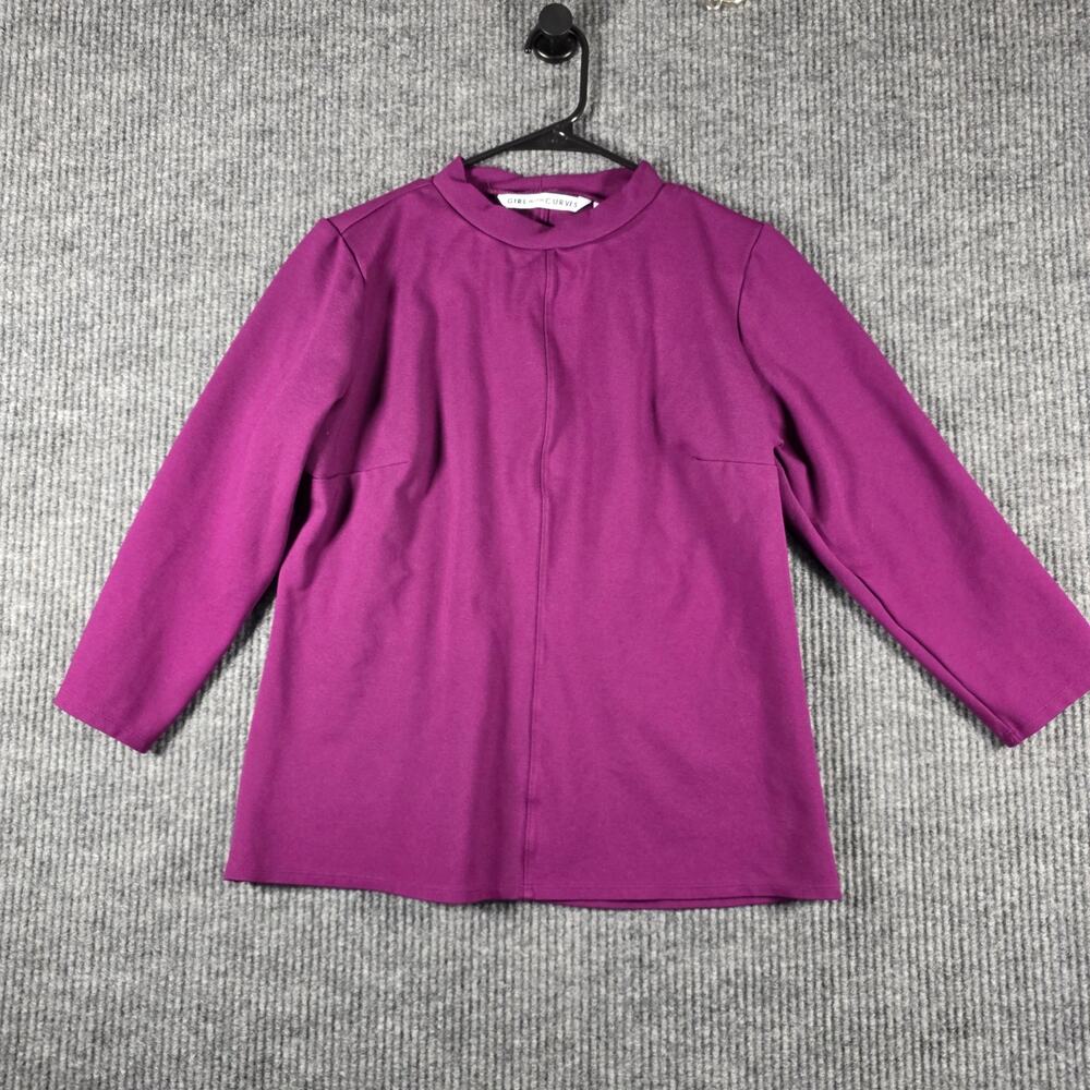 Girl With Curves Purple Mock Neck Tunic Top Plus Size L Career‎ Stretch